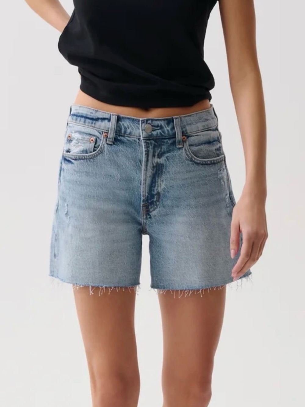 NWT Pistola Kennedy relaxed mid rise cut off denim shorts size 27 - Picture 3 of 6